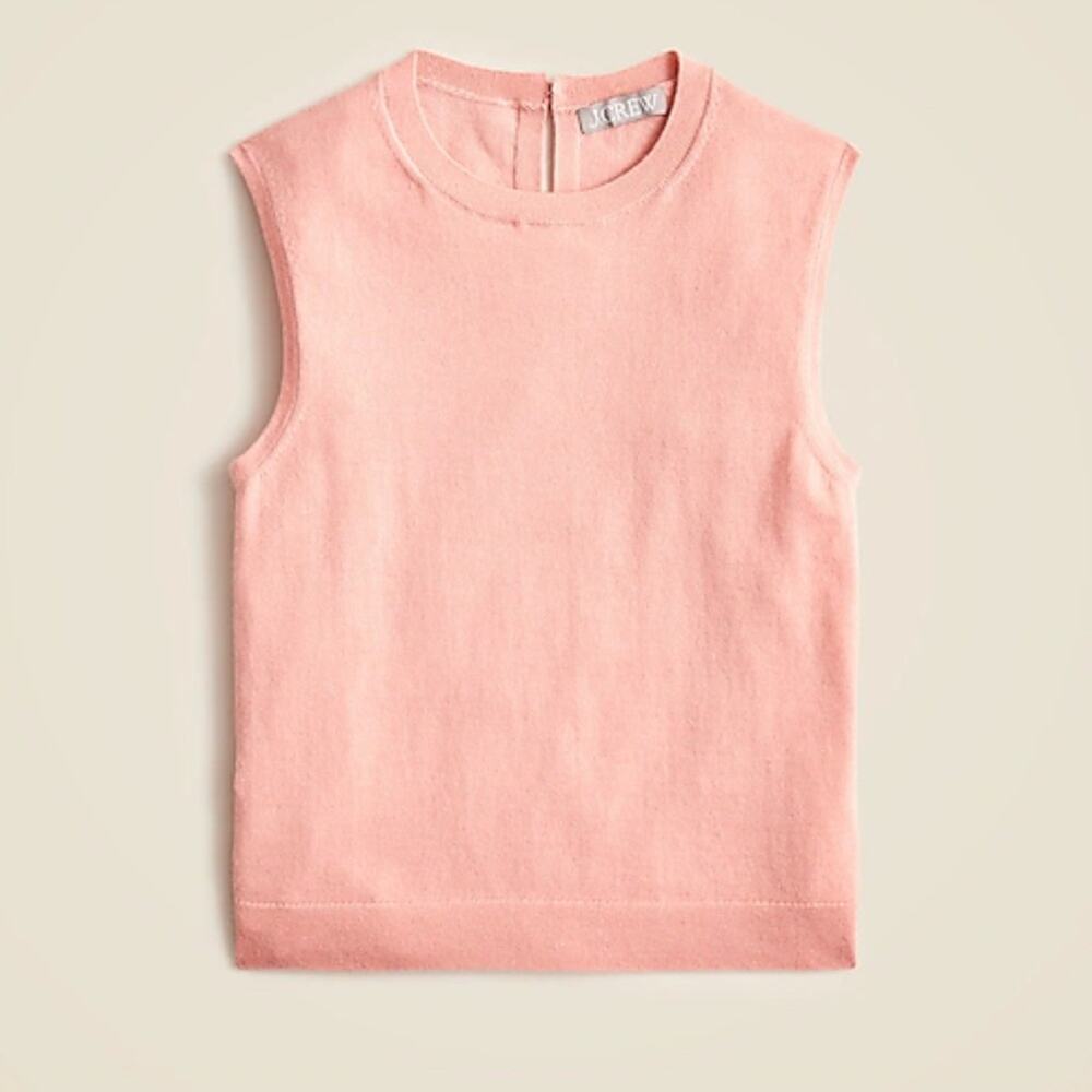 J‎ Crew Featherweight Cashmere-Blend Cropped Sweater Shell Peach Small